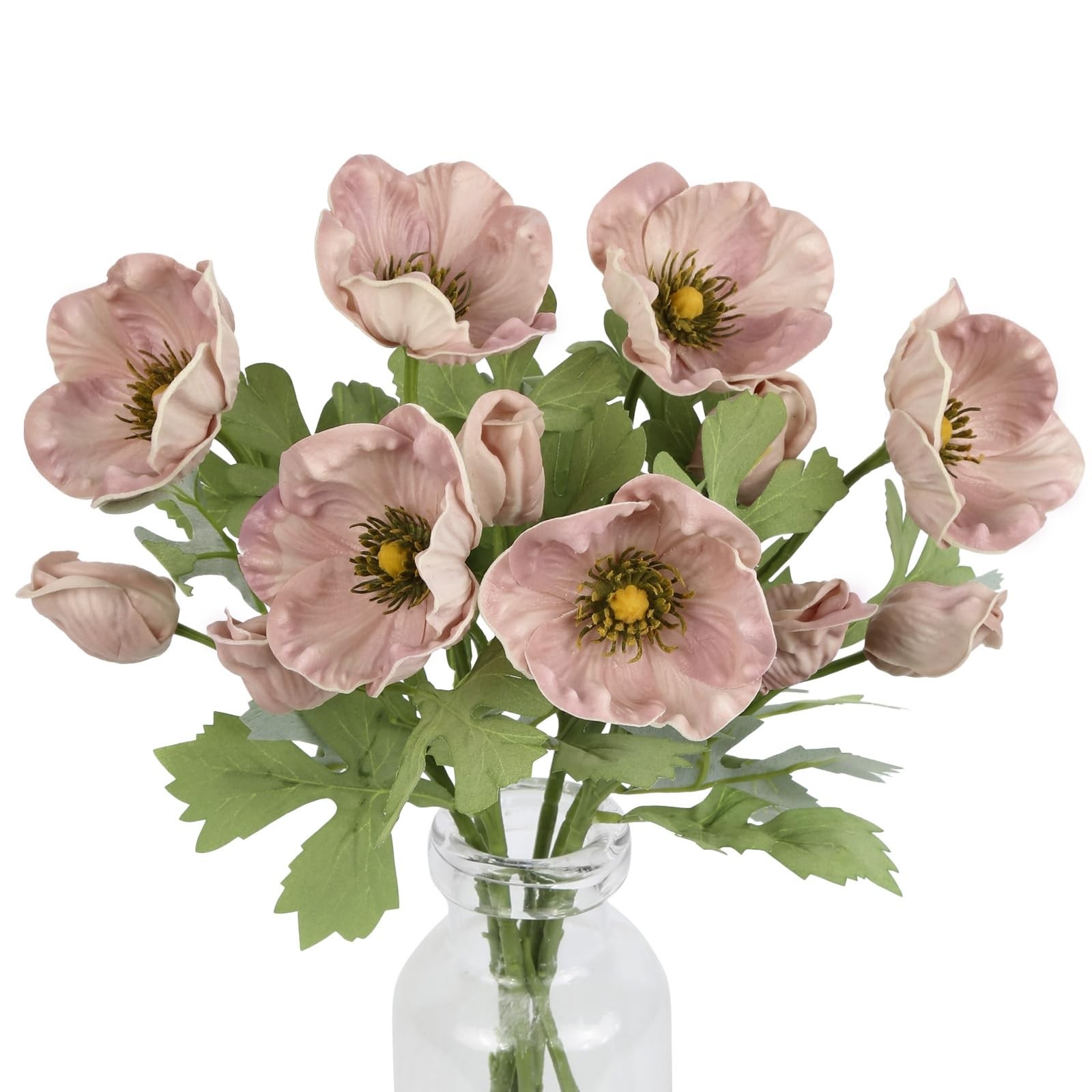 6pcs Artificial Poppies PU Real Touch Fake Poppy Flowers Faux Flowers with St…