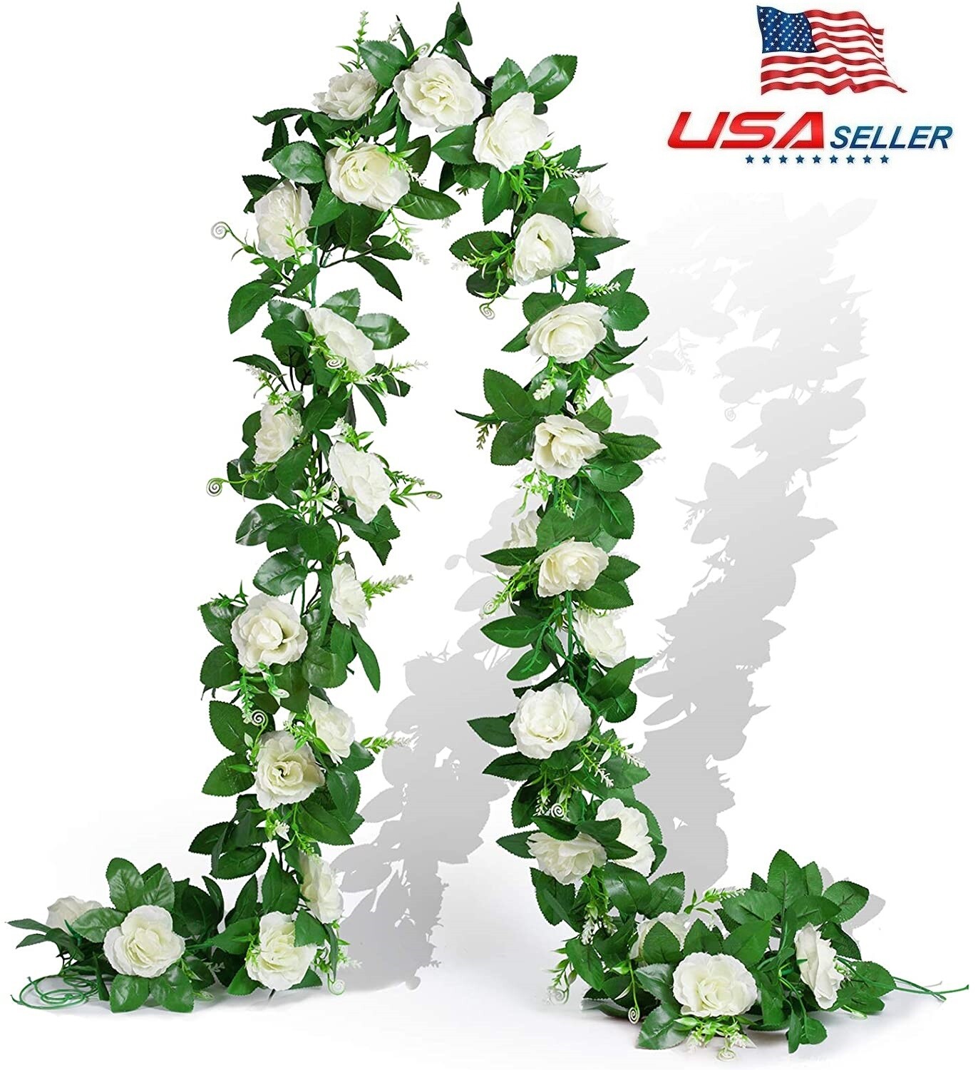 7.5 Ft Garland Wall Silk Artificial Hanging Rose Flowers Vine Wedding Decor USA