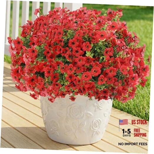 Artificial Flowers Fake Plants for Outdoors Artificial Flowers(13 Pcs) Red
