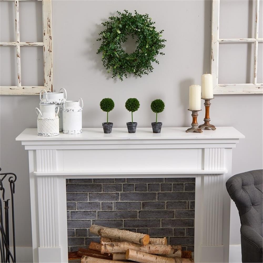 Pemberly Row 18″ Eucalyptus Double Ring Wreath with Twig Base in Green