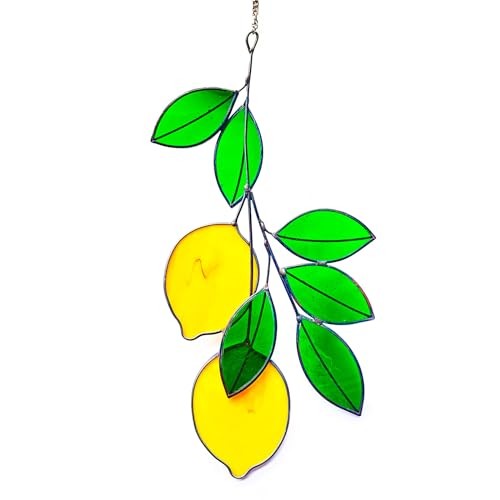 Stained Glass Suncatcher, Handcrafted Window Hanging Decor | Real Stained Lemon