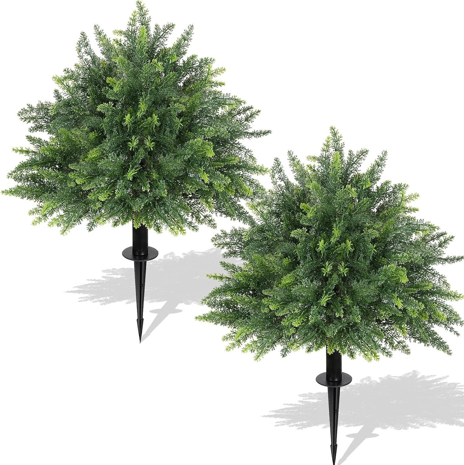 Set of 2 UV Resistant 24.5″ Artificial Cedar Topiary Trees for Outdoors