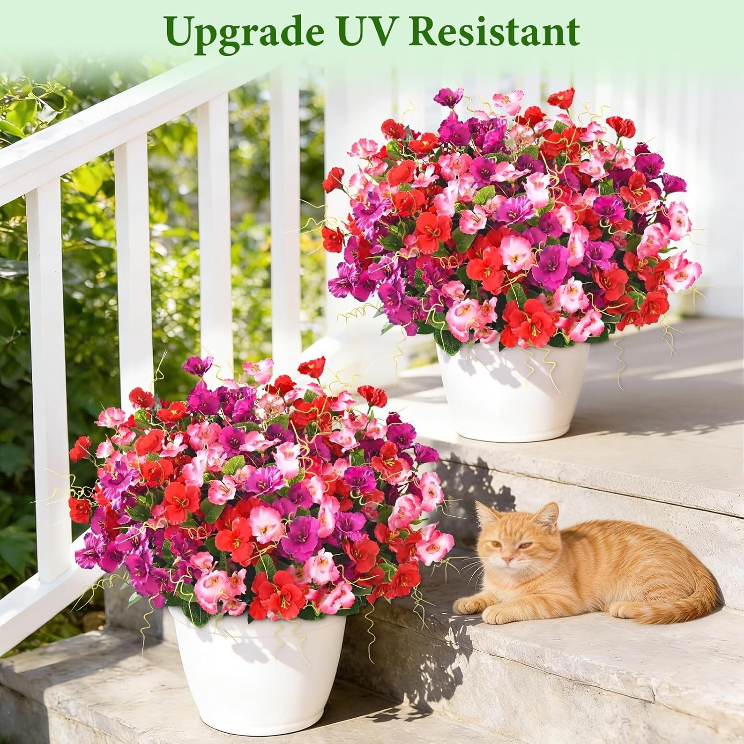 Fake Hibiscus Artificial Flowers, Outdoor, 6 Bundles, UV Resistant