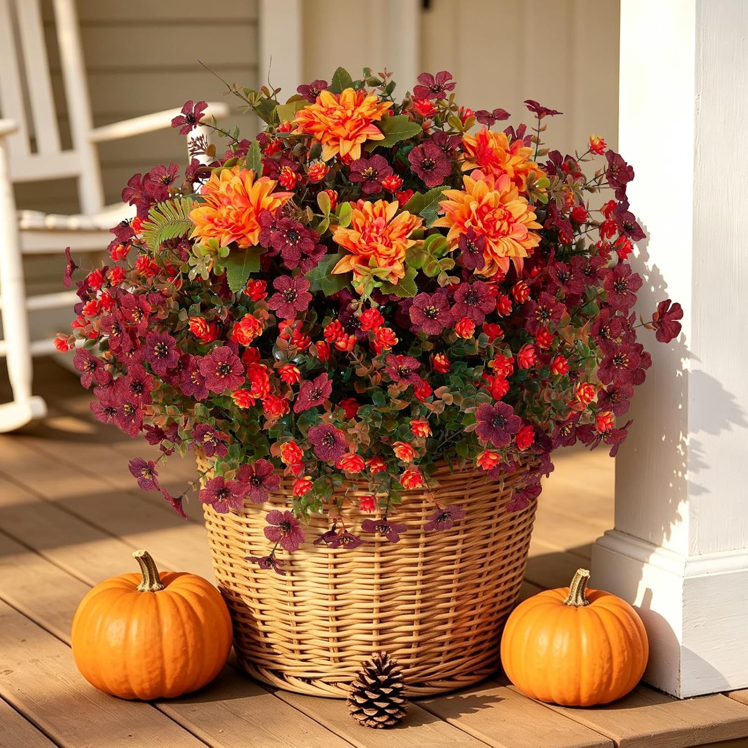 12 Bunches Artificial Silk Daisy, UV Resistant Faux Flowers Outdoor Decor