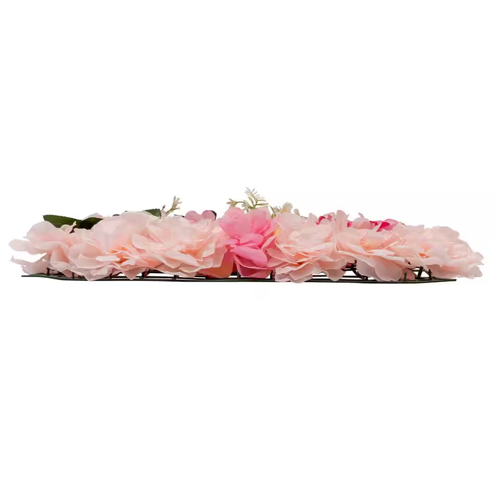 15.75 In. X 23.62 In. 20-Pieces Pale Pink Artificial Rose Flowering Plants Wall