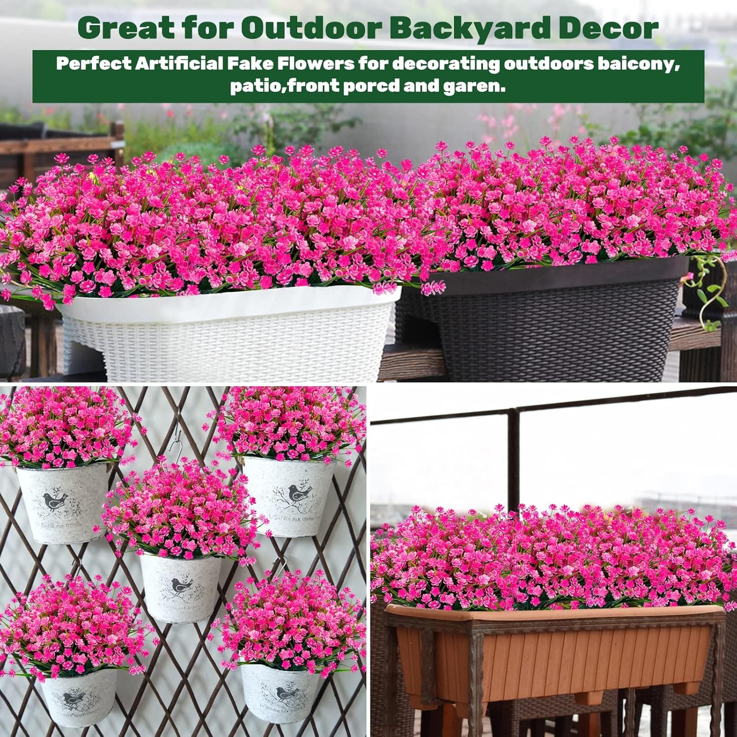 20pcs Artificial Flowers UV Resistant Plastic Outdoor Garden Decorations Set