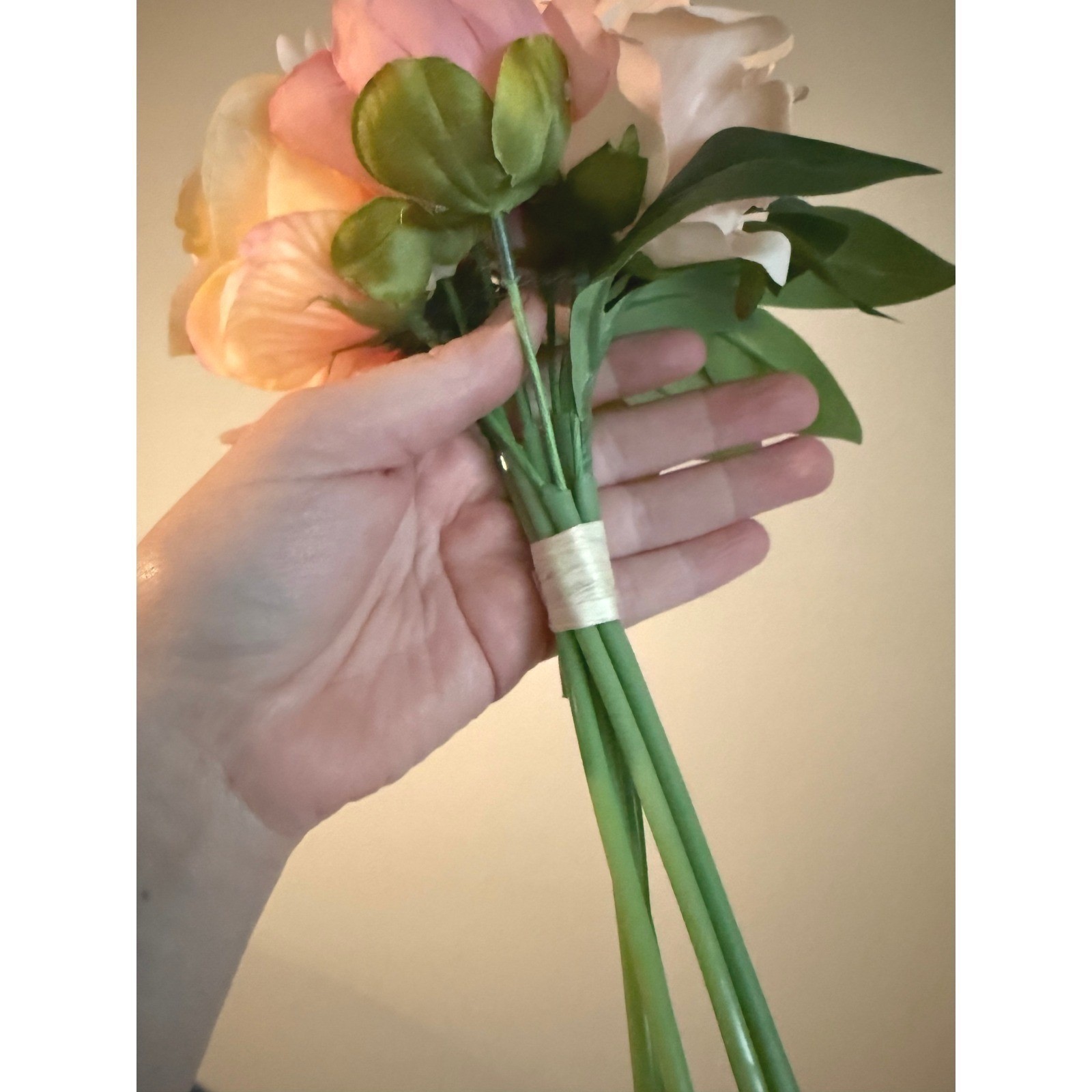 Lot 3 Faux Peony Rose Flowers Pink Peach Bridal Bouquet Wedding Decor Silk Party