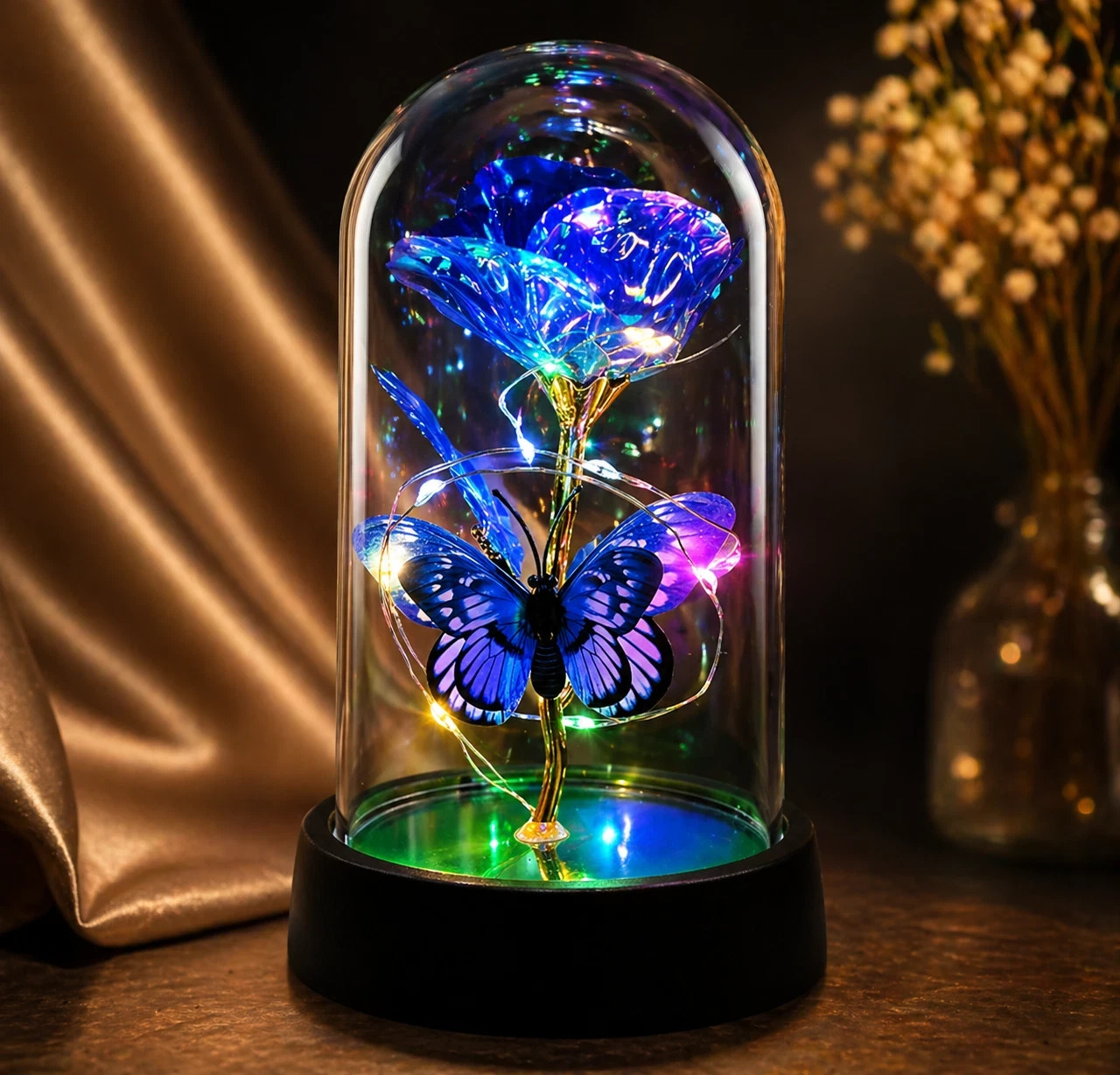 Gift for Women Gift for Mother Forever Rose Light Up Glass Dome Gift
