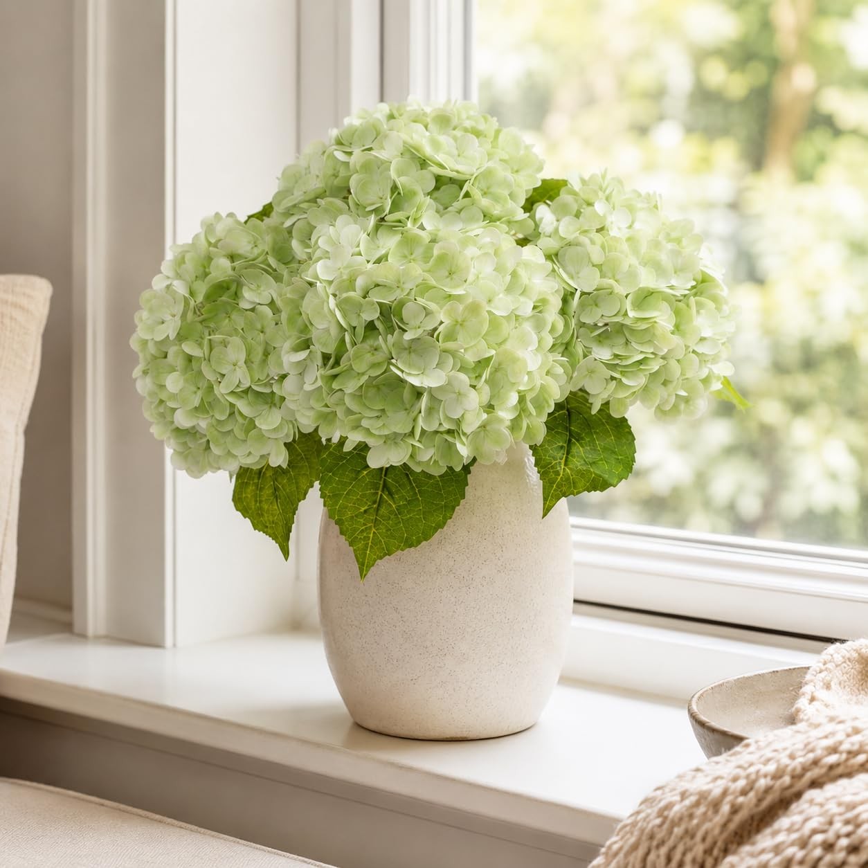 6Pcs Hydrangea Artificial Flowers,Realistic Latex Faux Hydrangeas with Long S…
