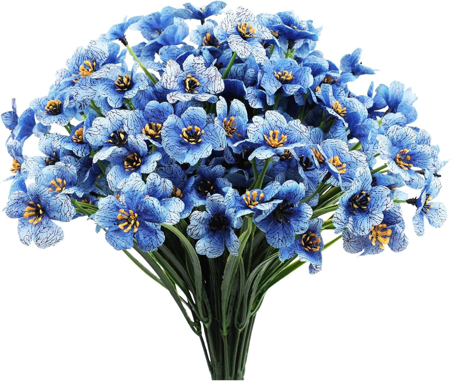 12 Bundles Blue Artificial Flowers for Home Décor, No Fade Faux Flowers Fake …