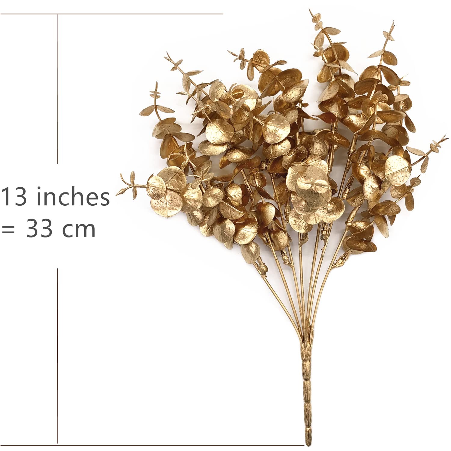 2 PCS Artificial Gold Plants Decorations Fake Golden Eucalyptus Shrubs Foliage