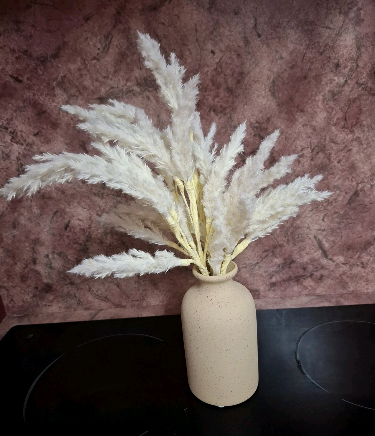 Artificial Pampas Grass In Beige Ceramic Vase Pot $4 EXPRESS Home House Decor