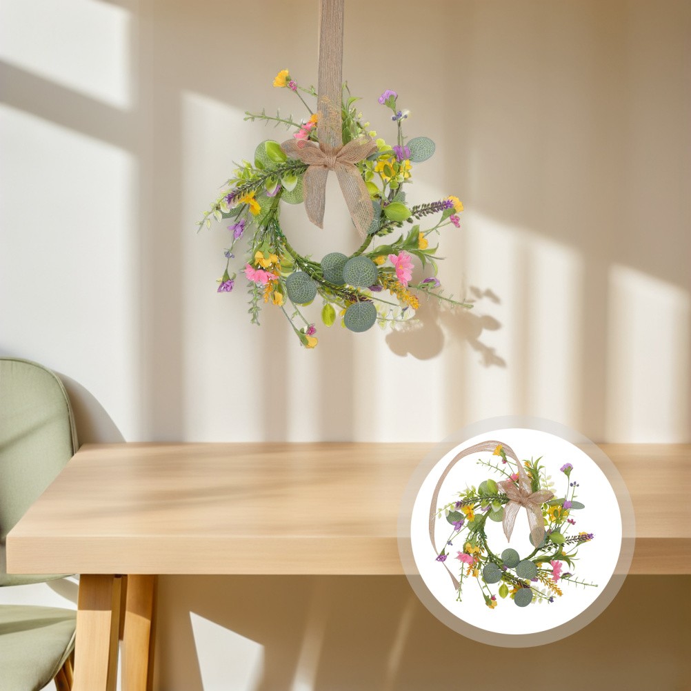 2 Pcs Party Decoration Garland Hanging Wreath Spring with Flowers Ornaments