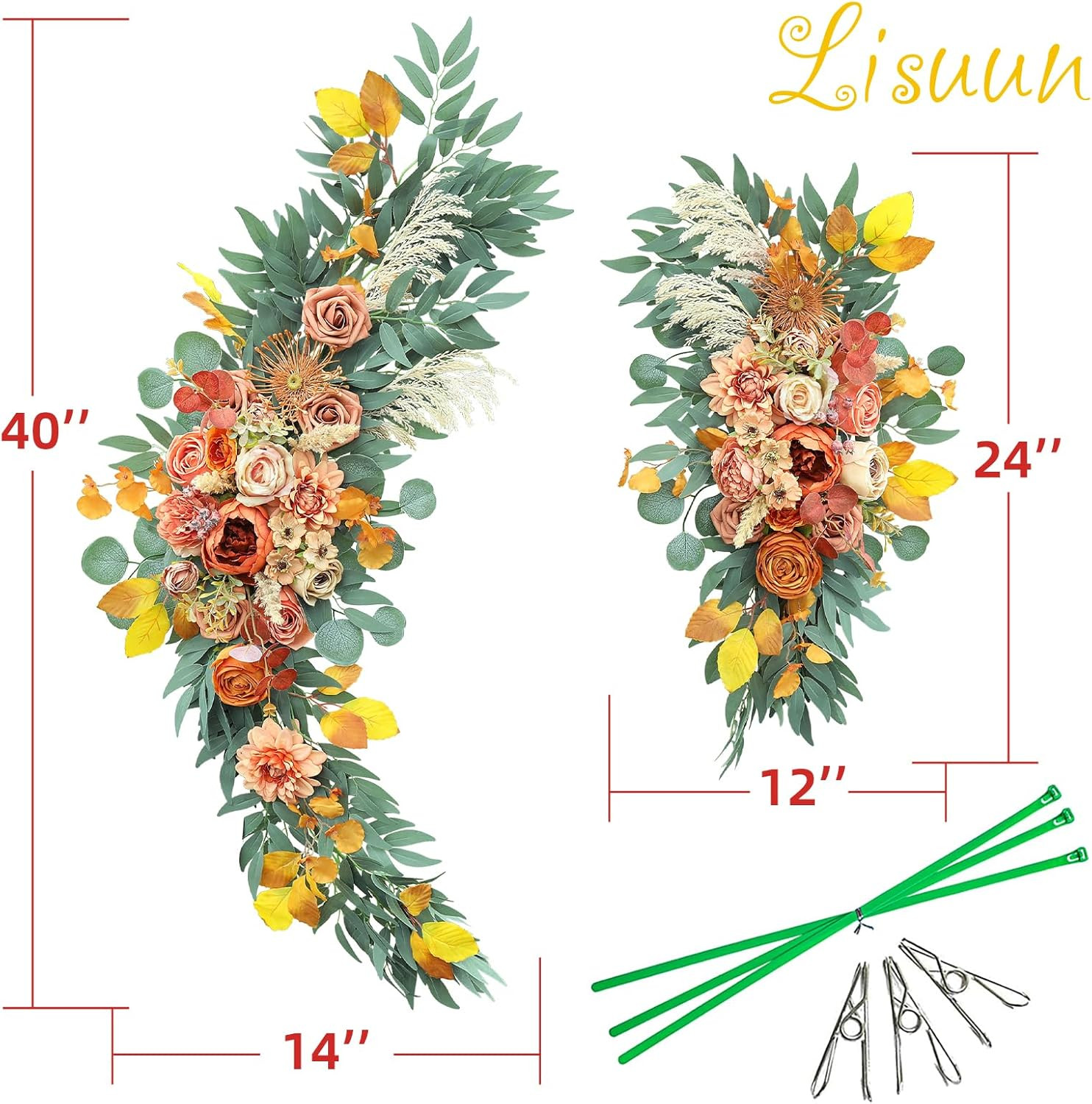 Boho Wedding Arch Flowers – Pack of 2 Large Artificial Floral Swags