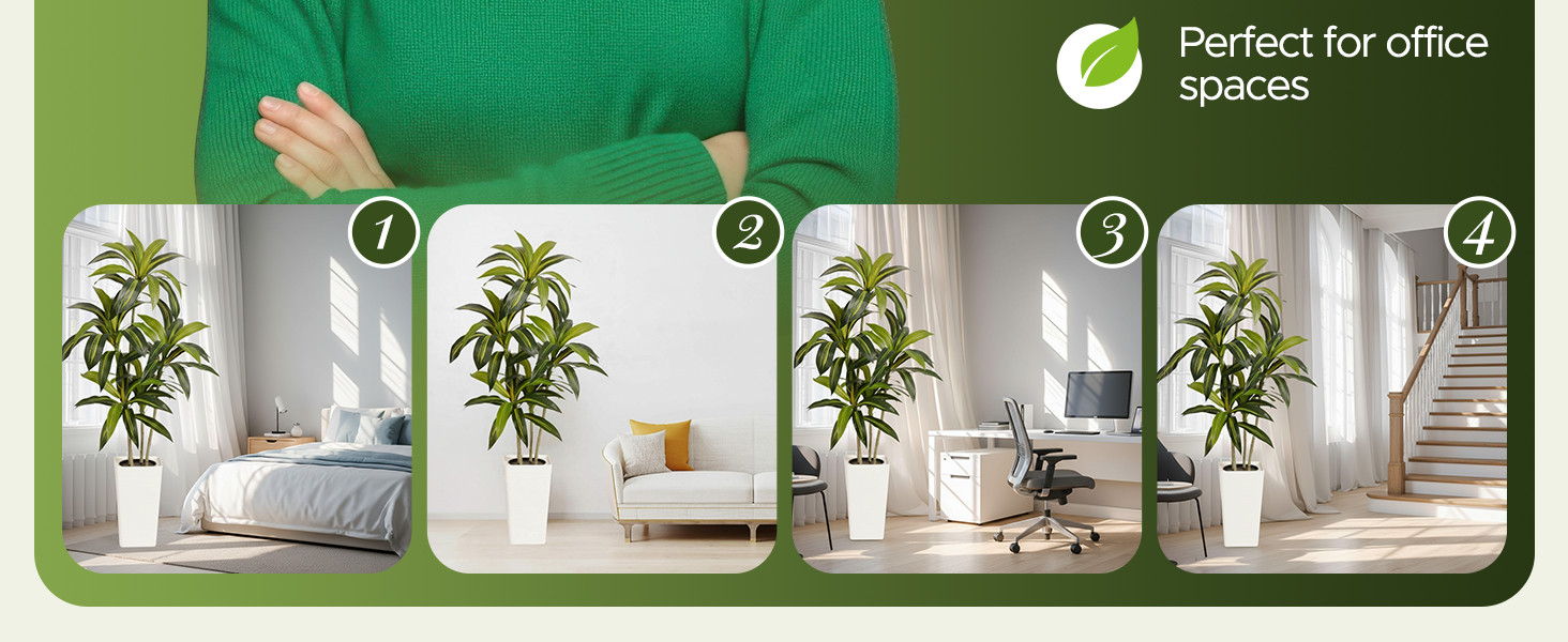 5FT Artificial Dracaena Plant Indoor – Tall Artificial Indoor Tree in Pot,