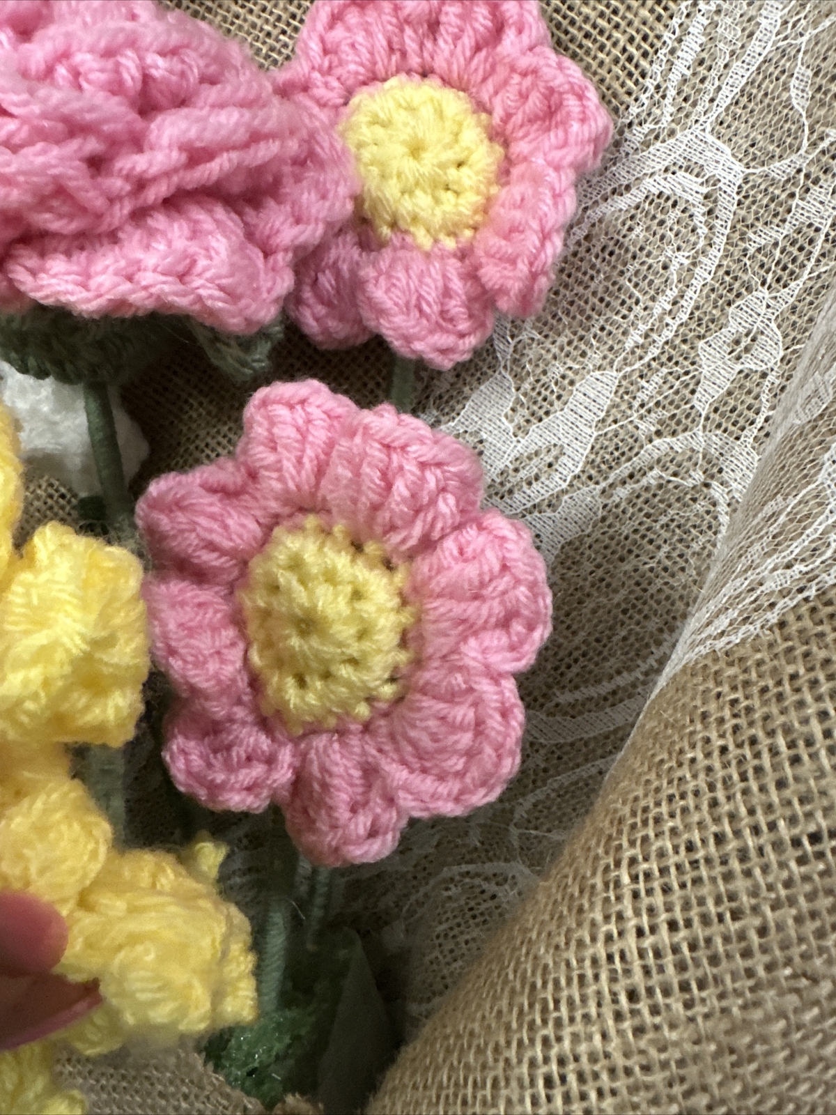BEAUTIFUL Handmade Knitted Bouquet Crochet Flowers Sunflower, Daisy & Rose New