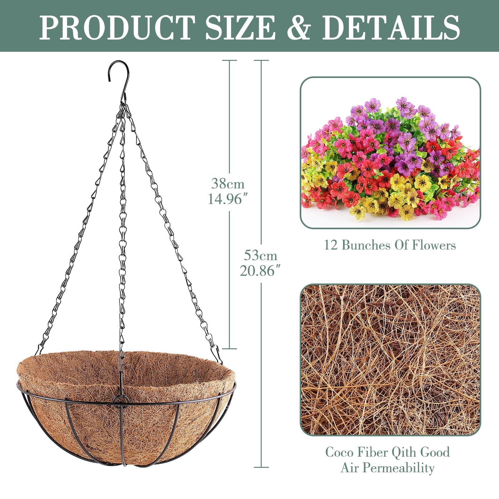 Artificial Flowers Hanging Plants in Basket,Artificial Hanging Flowers for Ou…