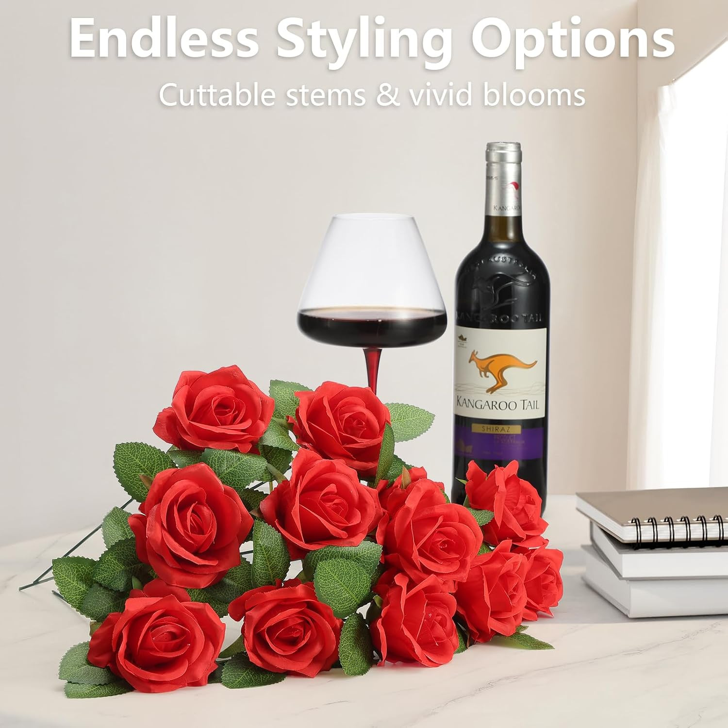 Artificial Flowers 24 Item Artificial Silk Flowers with Stems Realistic Roses…