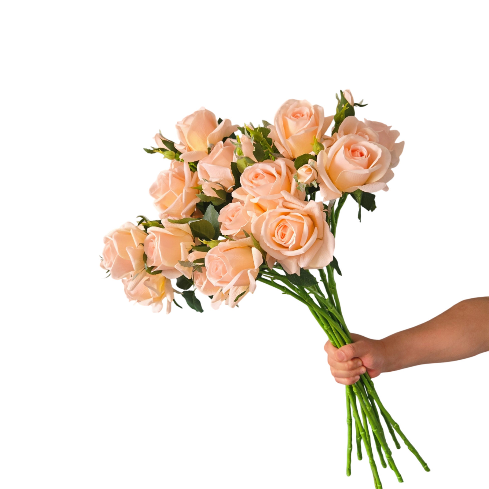 10pcs Artificial 3-Head Roses –Each Stem Features 2 Full Blooms and 1 Bud