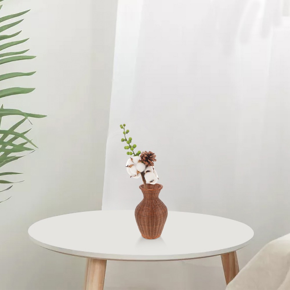 4Pcs Cotton Stem Decor Reusable Golden Faux Flower Stems for Vase Display