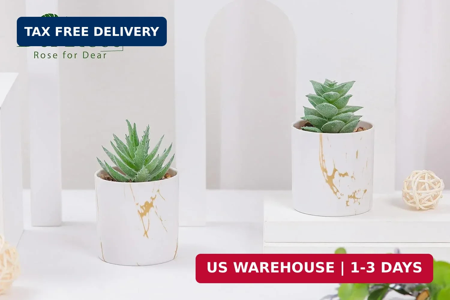 Der Rose Set of 2 Succulents Plants Artificial Mini Fake Succulents Plants for H