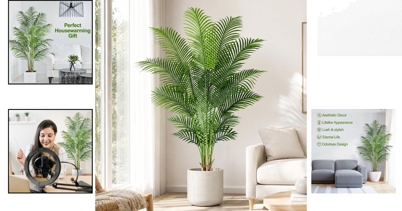 Realistic 6ft Tall Artificial Palm Tree – UV Resistant for All Seasons Greenery