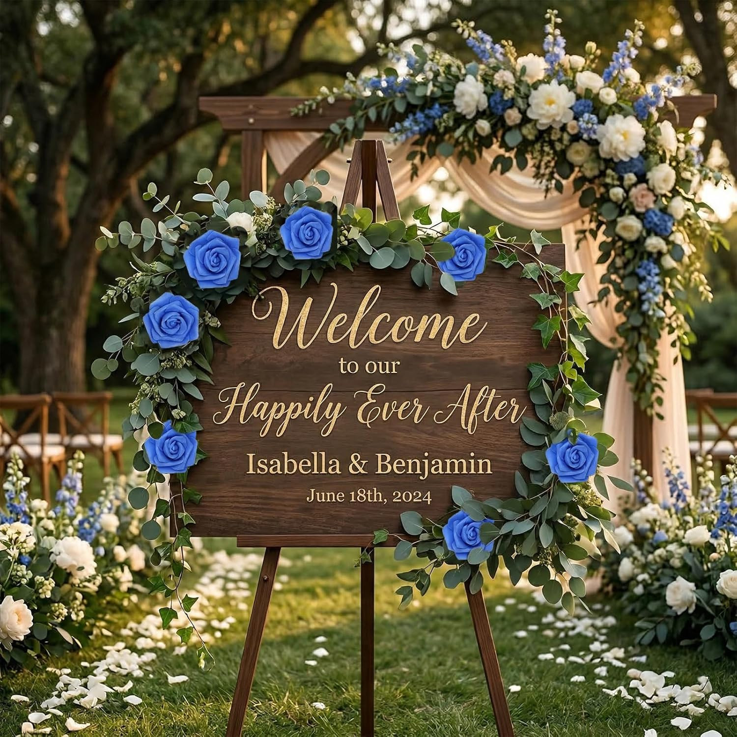 50 PCS Dark Blue Foam Rose Stemless Artificial Flower Head Bulk 2.75in Mini F…