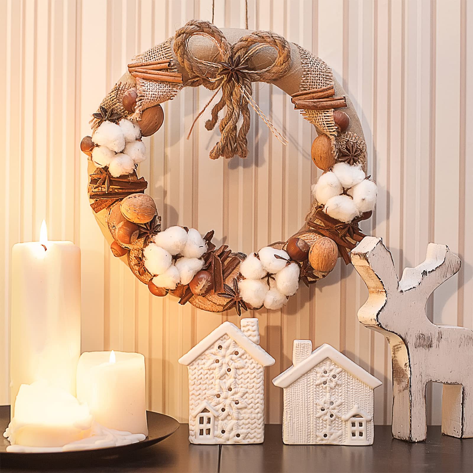 24 Pieces Farmhouse Cotton Flowers 17.7 Inch Fake Artificial Cotton Stems wit…