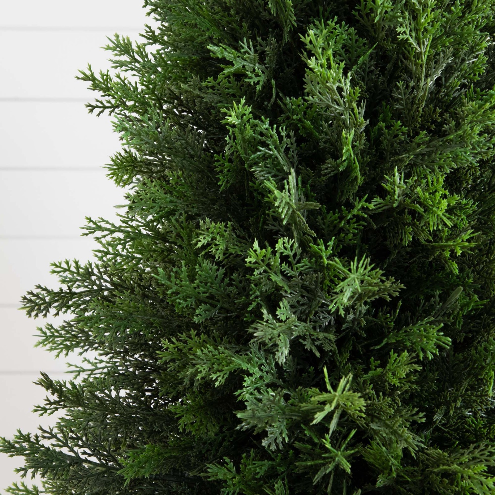 Nearly Natural 3ft UV Resistant Cedar Tree in White Planter in Green