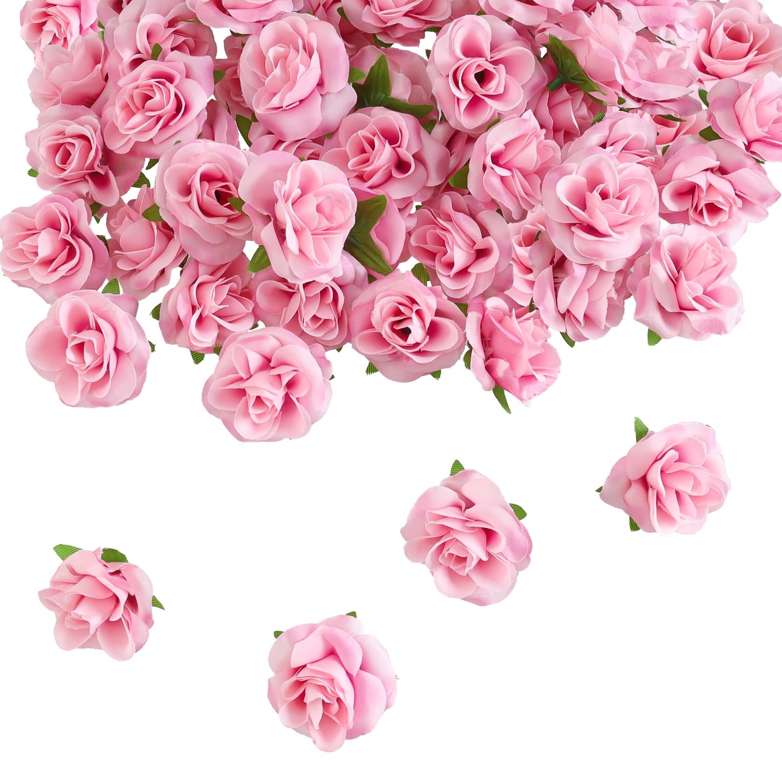 Pink Artificial Roses Silk Mini Rose Flower Heads 1.7 Inch Craft 50 PCS