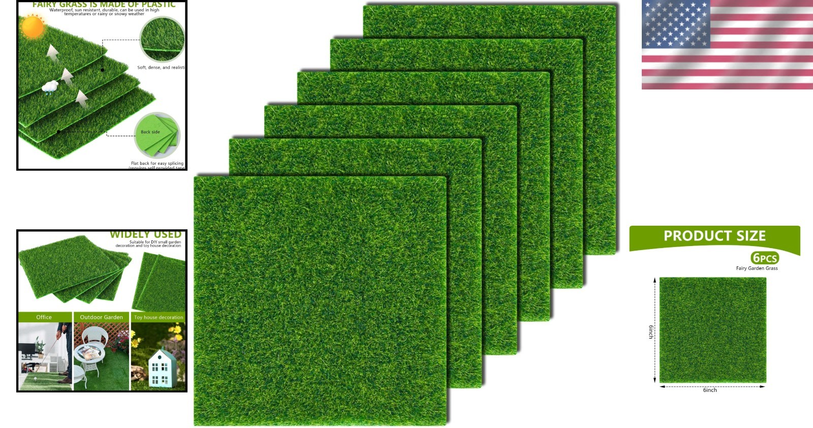 Waterproof 6×6 Inches Artificial Craft Grass – Perfect for Fairy Gardens & DIY