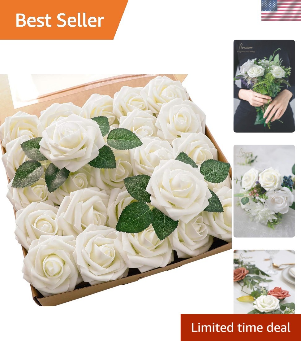 High-Quality 25 Ivory Foam Roses – Perfect for Bridal Bouquets & Centerpieces