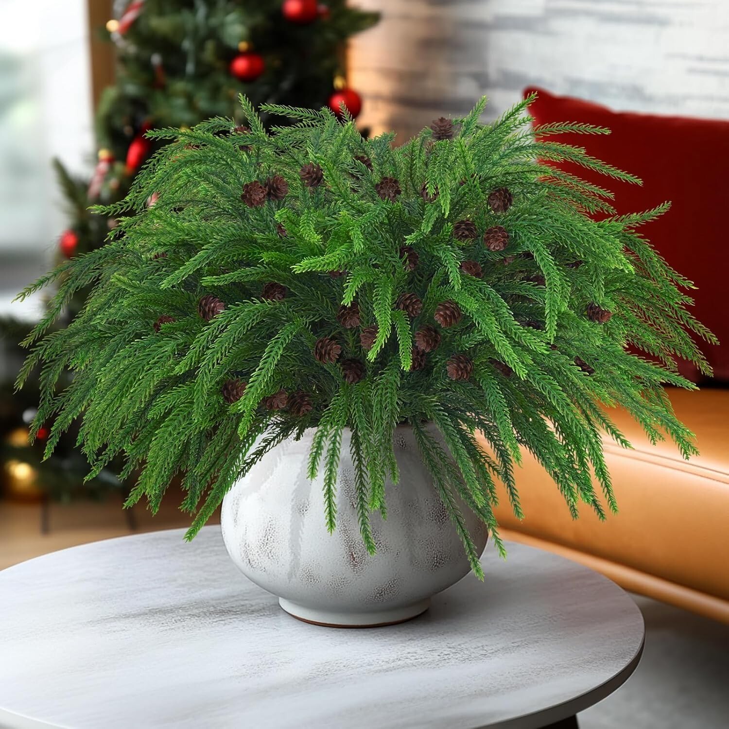 Dolicer 12 Pcs Christmas Decorations Norfolk Pine Stems, 17.7’’ Real Touch Norfo