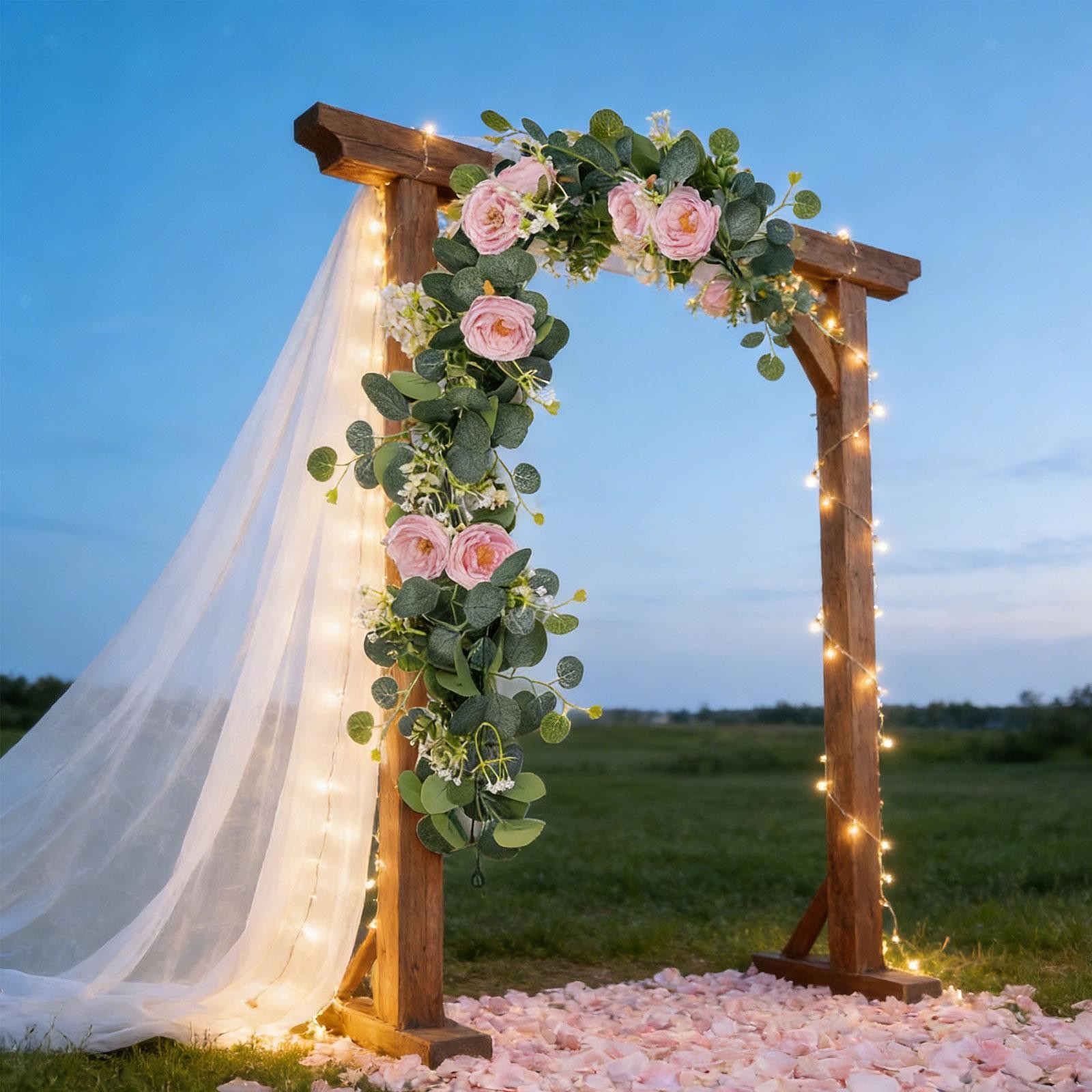 Hanging Fake Rose Silk Flowers Greenery Plant for Home Holiday Wedding Arch