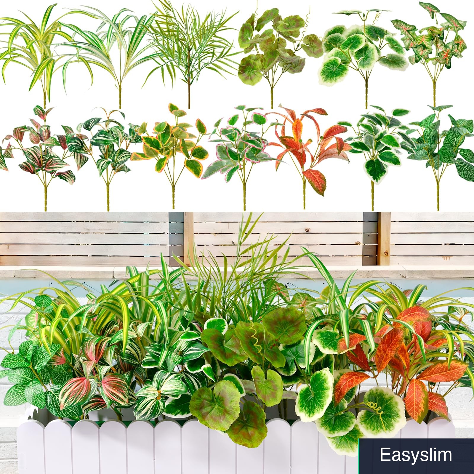 Artificial Plants 20 Bundles UV Resistant Plastic Greenery Outdoor Decor