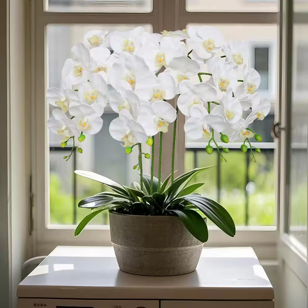 38 In. White Indoor Artificial Orchid Flower