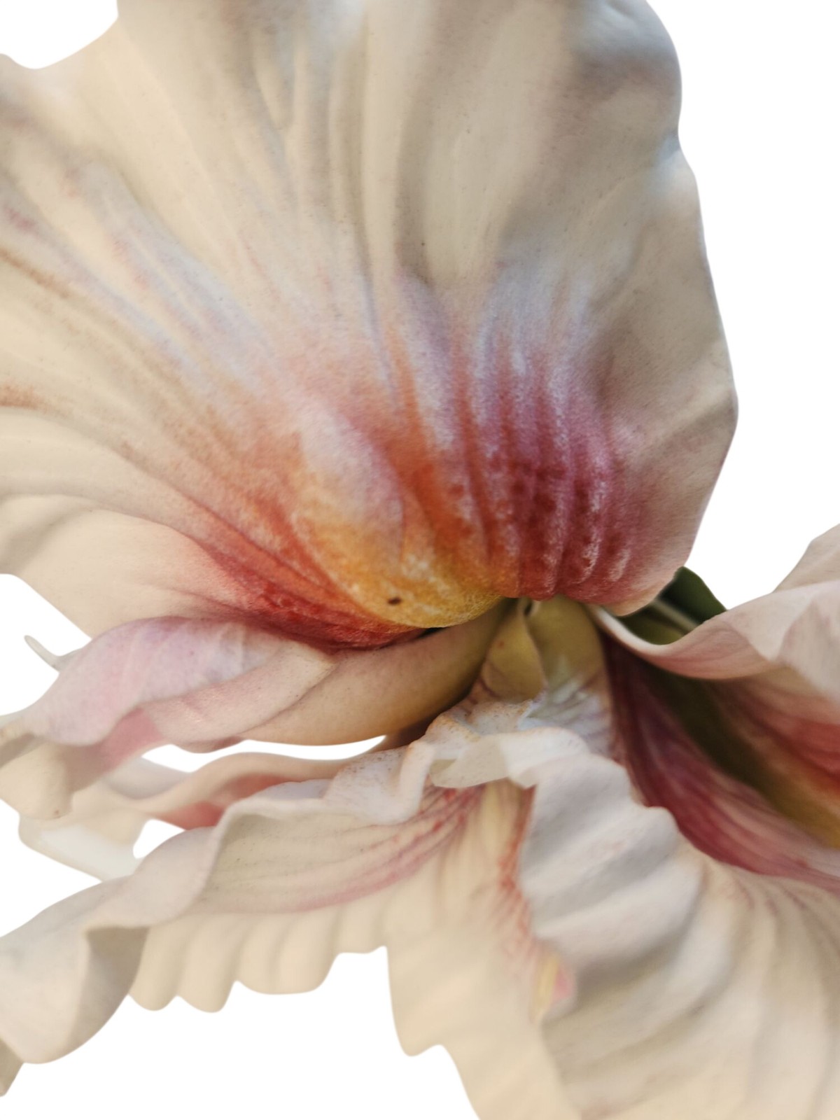 Artificial Iris Flower 33 Inch Tall White Faux Iris Stem Hand Painted Look Flora