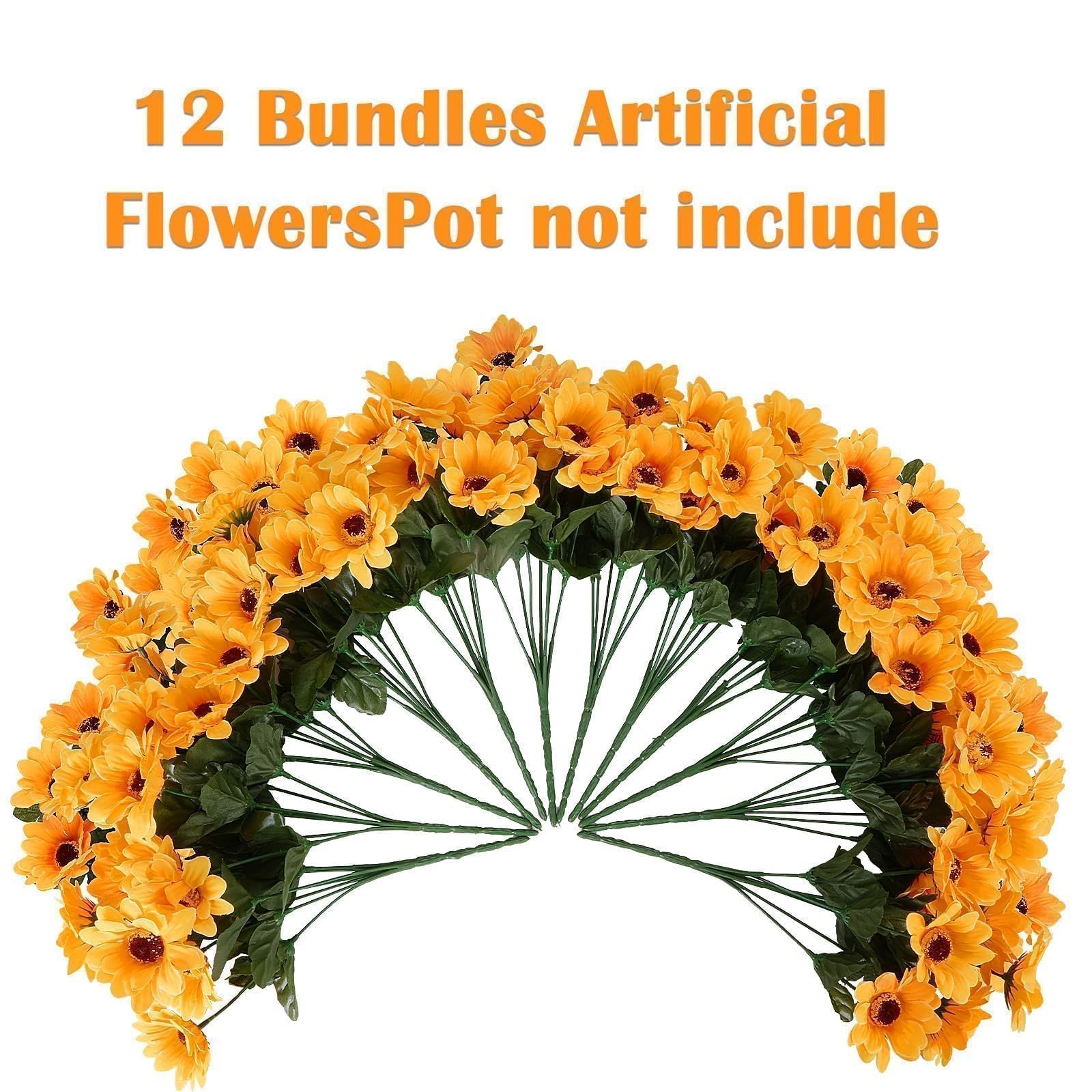 12 Bunches Sunflowers Artificial Flowers for Outdoors UV Resistant Fall Flowe…