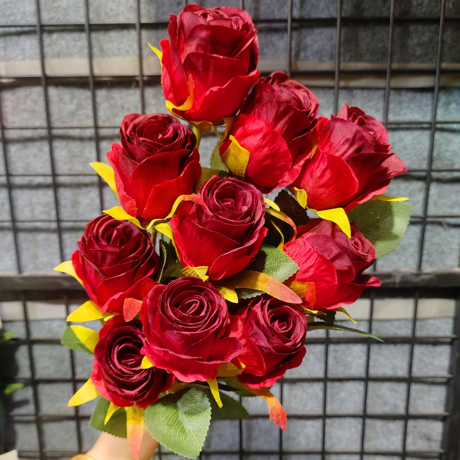 Artificial Roses 10 Pcs – Lifelike Single Stem Fake Roses with Natural Petal Tex