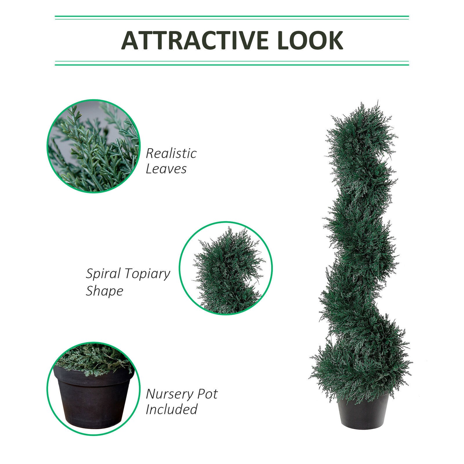3FT Topiary Artificial Faux Cedar Tree Spiral Fake Plant for Indoor Outdoor