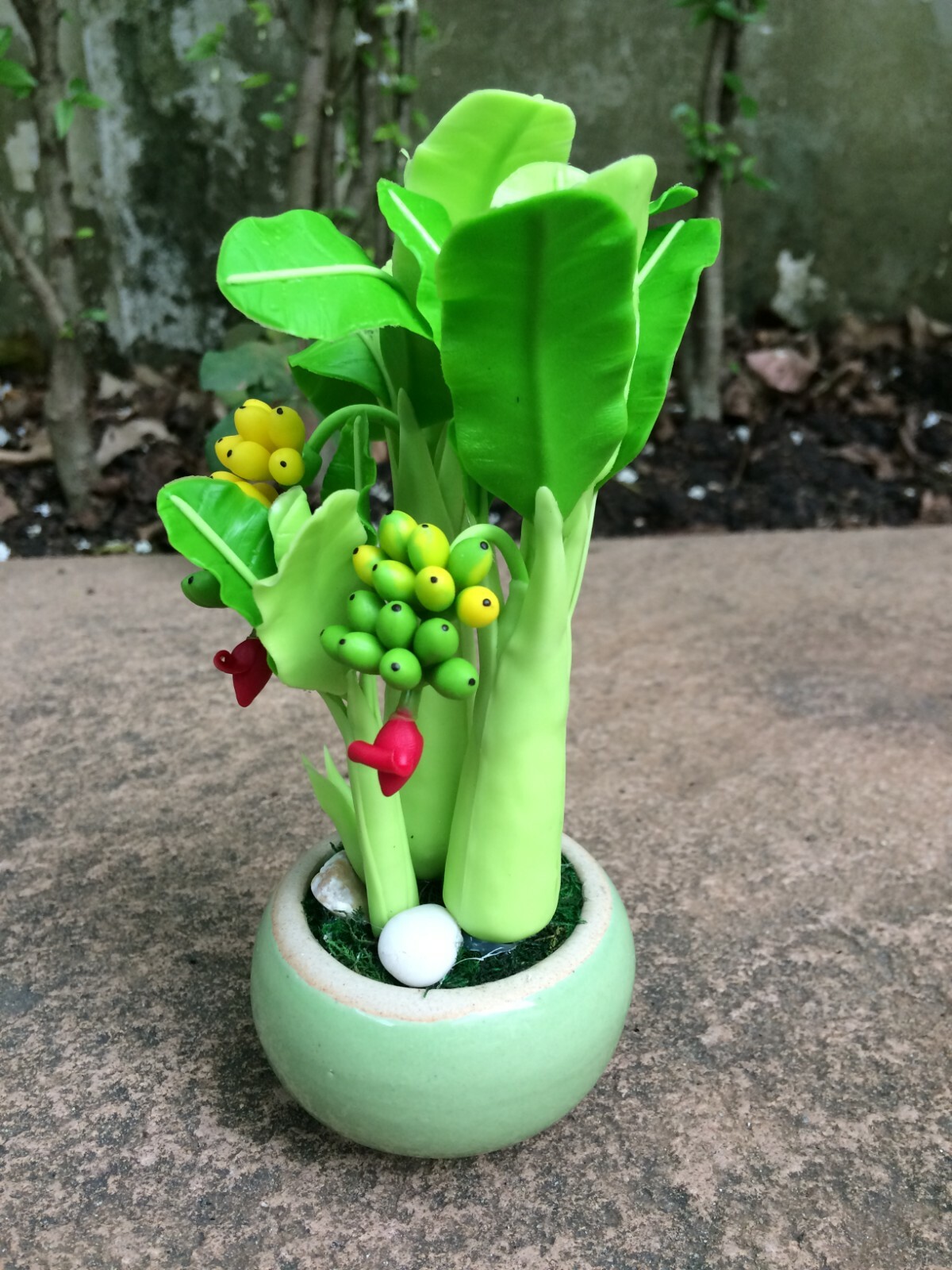 Artificial Fake Plants Clay Statue Thai Handcraft for Home Decor 7″
