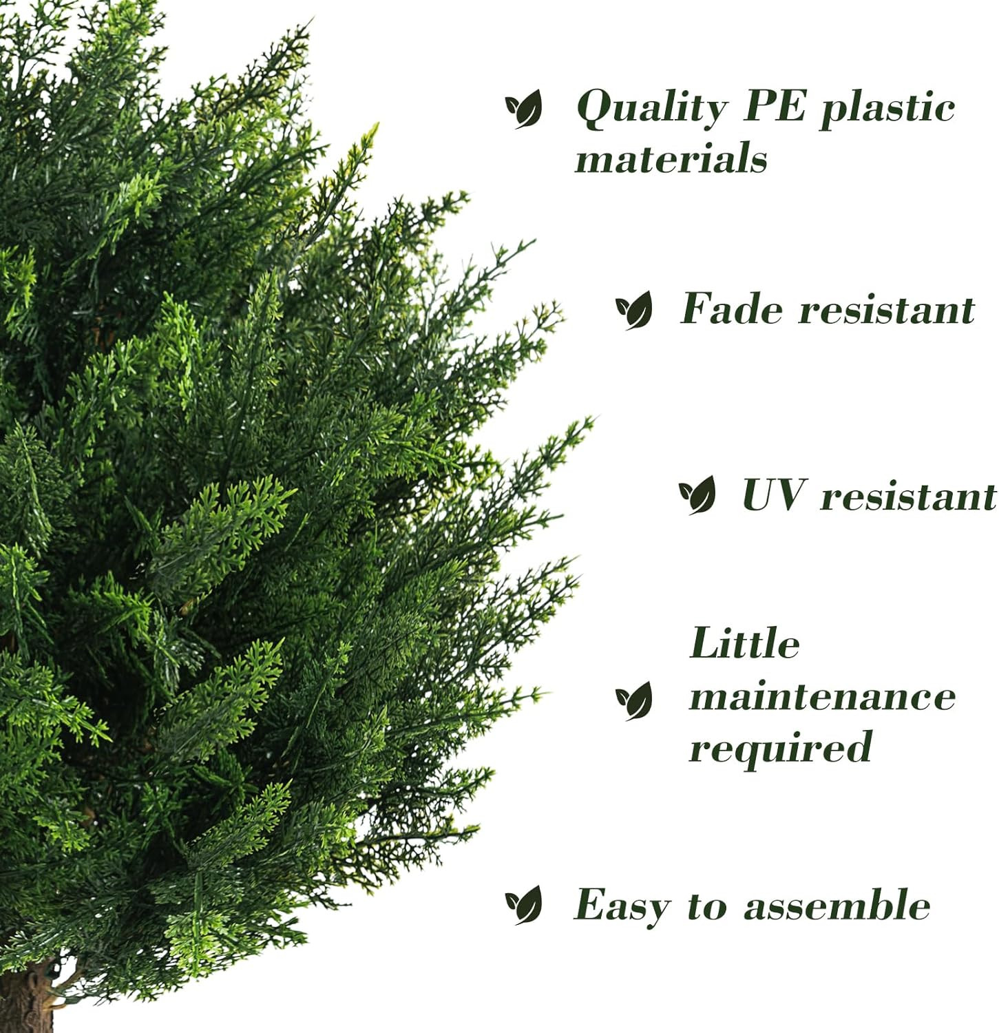 21″ UV Resistant Artificial Cypress Topiary – 2 Pack Faux Cedar Bushes