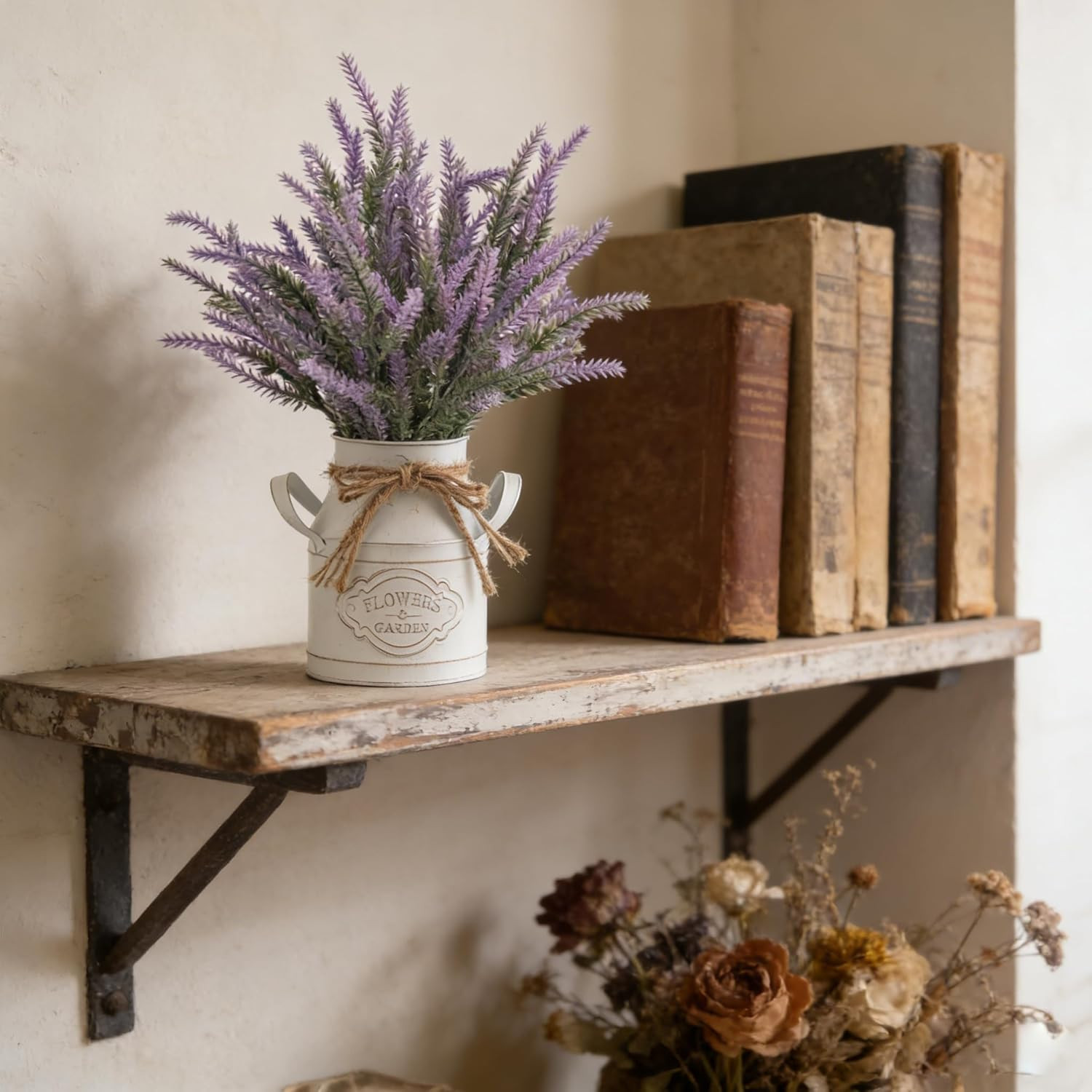 2Pcs Faux Lavender Flowers in Pots for Farmhouse Decor & Centerpieces