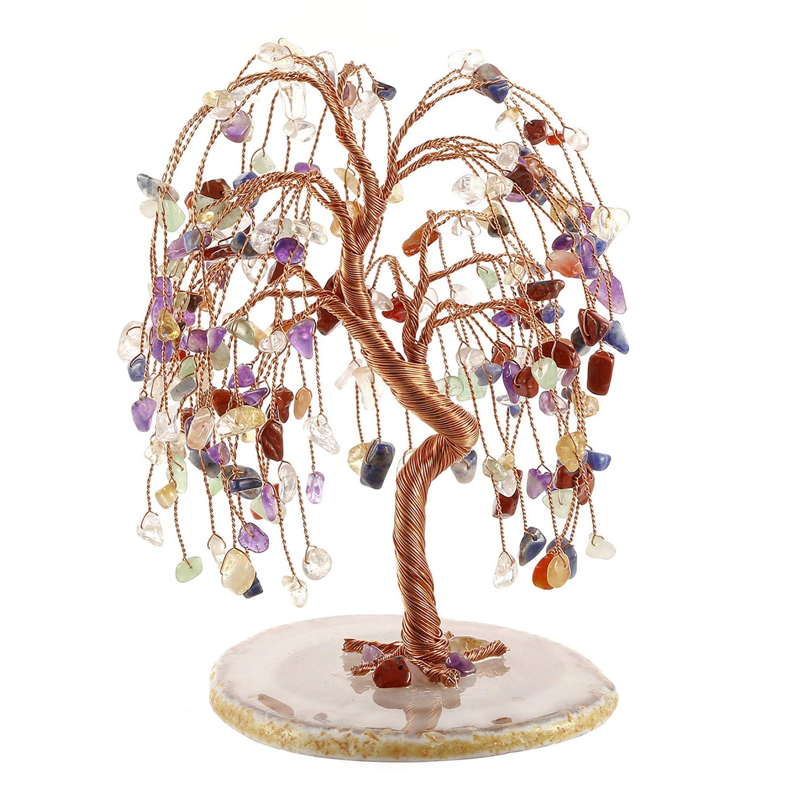 Natural 7 Chakra Healing Crystals Quartz Tree Tumbled Gemstone Stones Money T…