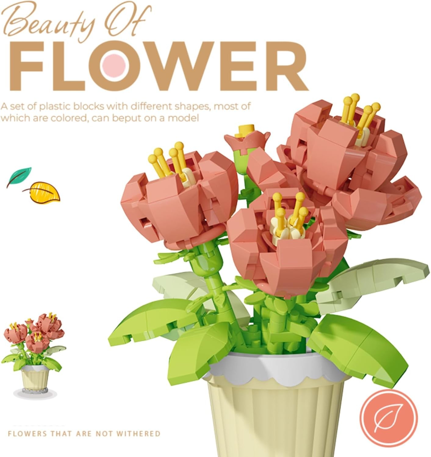Peony Lily of the Valley Flower Mini Bonsai Plant Building Toy Set | Potted Bota