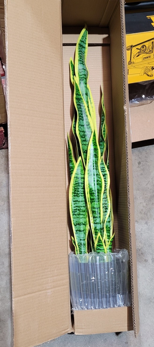 ARLIME 36″ Artificial Snake Plant Lifelike Plastic Cement Bottom 20pc Leaves 22B
