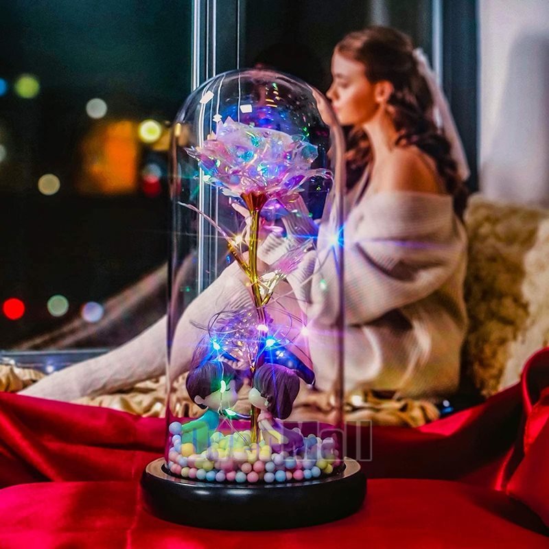 Eternal Enchanted Galaxy Rose in Glass LED Flower Christmas Gifts for Her Womens
