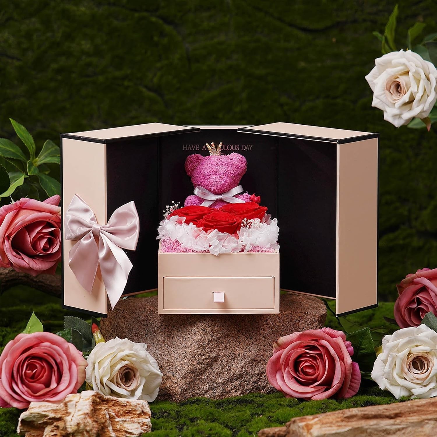 Eternal Preserved Rose Gift with I Love You Necklace – Timeless Elegance for Her