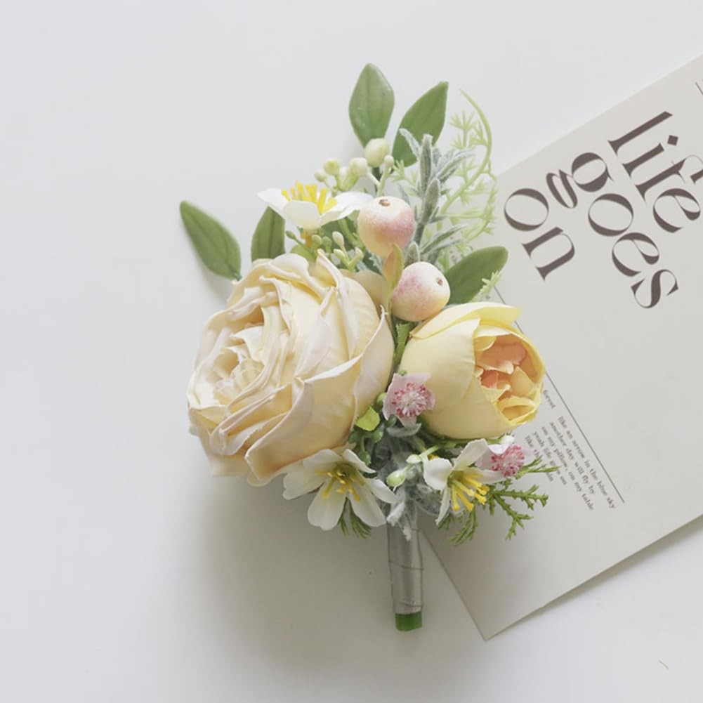 2 Pieces of Corsage and Boutonniere Set, Groom Groomsmen Bride Bridesmaids We…