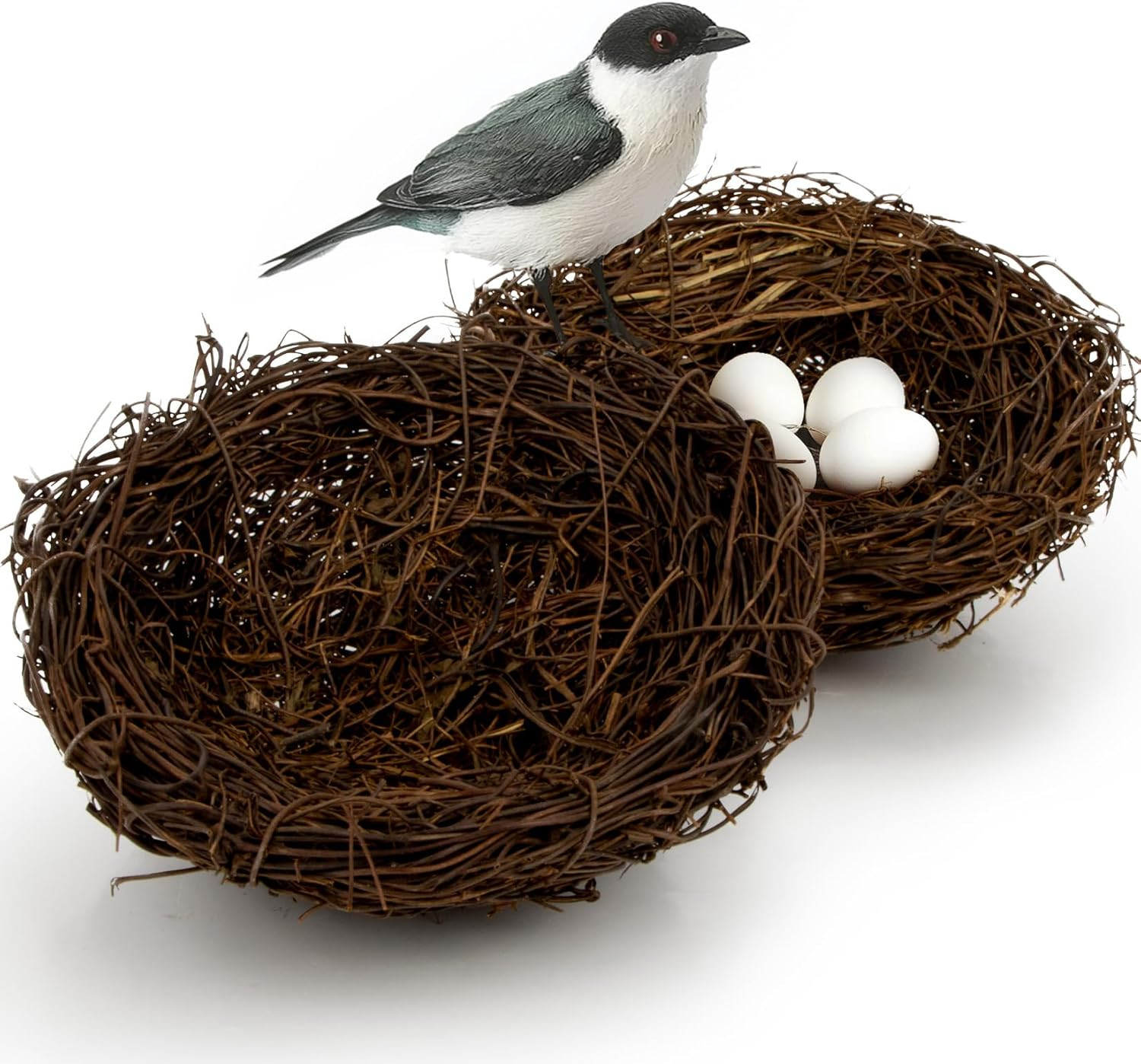 2PCS Handmade Rattan Bird Nests – Artificial Bird Nests Easter Decorations,Ratta